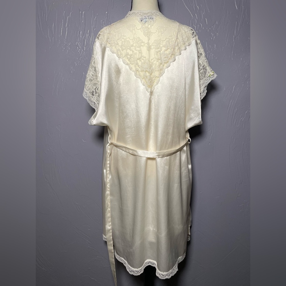 🔥VINTAGE LILY OF FRANCE 60s 70s 80s Lace Nightgown Robe Chemise Set Cream - Picture 8 of 16